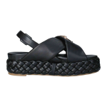 CAFèNOIR Women's Open Sandals HH9114
Criss-cross design with braided sole and decorative accessory.