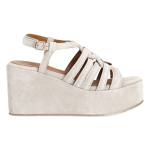 CAFèNOIR Women's Open Sandals HM6063 – Sand-colored cage wedge in suede leather