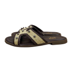 Sandalias tipo chancla para mujer OVYè 252036 – Sandalia plana de rafia y cuero