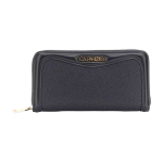 Portafogli CAFèNOIR in sintetico effetto saffiano doppia zip con lettering AB0901