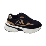 Scarpe sneakers Janet&Janet donna J-441 cod.J483 camoscio tessuto black-platino