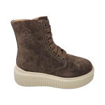 Scarpe stivaletti Janet&Janet J-406 donna plattform in camoscio brown lacci e zip 
