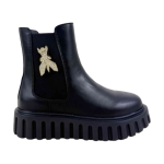 Patrizia Pepe Girls’ Chelsea Boots PPJ982 in Black Leather with Zipper