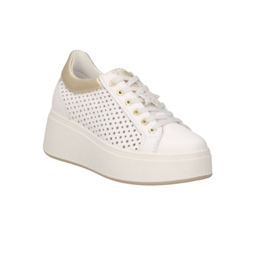 Baskets femme IGI&CO 1146911 en cuir blanc perforé