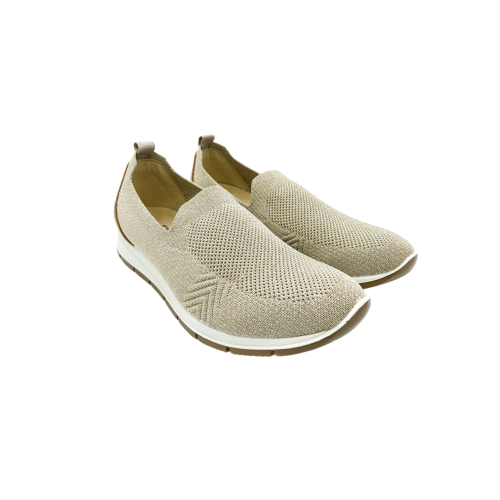 Die ENVALSoft Damen-Slip-On-Mokassins 1263733 aus platinfarbenem Textil mit Memory-Schaum-Innensohle