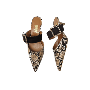 Sabots pour femme avec élégante finition effet python beige,