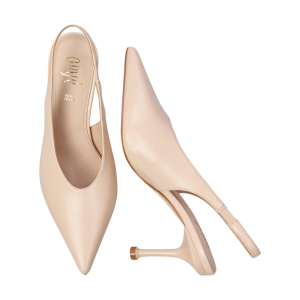 Damen-Slingback-Pumps aus Leder und Kunstleder in Nude-Farbe