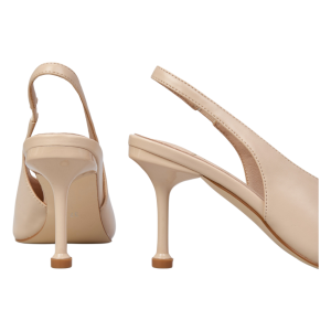 Damen-Slingback-Pumps aus Leder und Kunstleder in Nude-Farbe