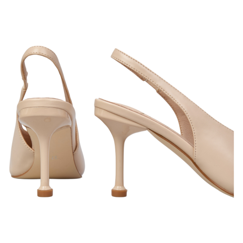 Damen-Slingback-Pumps aus Leder und Kunstleder in Nude-Farbe