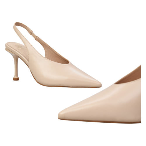 Damen-Slingback-Pumps aus Leder und Kunstleder in Nude-Farbe