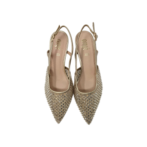 Zapatos décolleté slingback para mujer en tejido con aplicaciones de strass brillantes