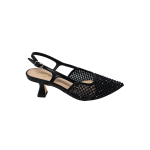 Zapatos décolleté slingback para mujer en tejido con aplicaciones de strass brillantes