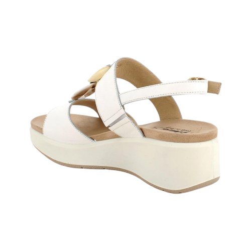 ENVALSoft Damen weiße Keilsandalen aus Leder 1292711