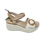 Sandali ENVALSoft bianco-corda con zeppa in pelle da donna 1292644