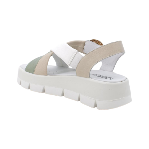 Sandali IGI&Co con zeppa da donna beige e verde con strap 1160322