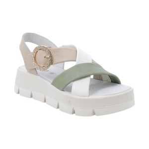 Sandali IGI&Co con zeppa da donna beige e verde con strap 1160322
