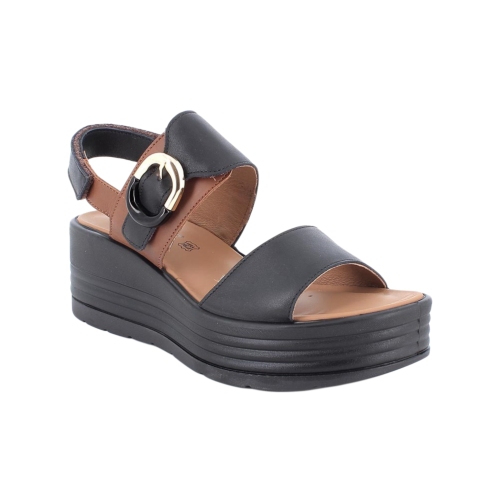 Sandali IGI&CO con zeppa da donna nero e marrone con strap 1164577