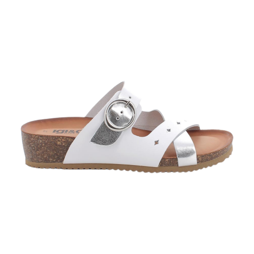Sandali ciabatte IGI&CO da donna bianco argento con fibbia 1197000