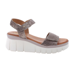 Sandali con zeppa da donna grigio e beige con strap 1189533