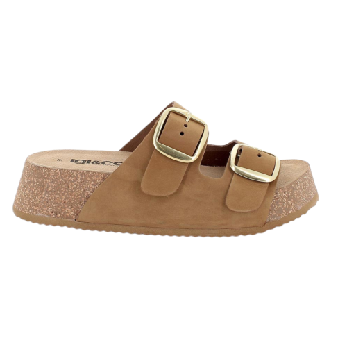 Sandali ciabatte IGI&CO con zeppa da donna marrone con fibbia 1198122