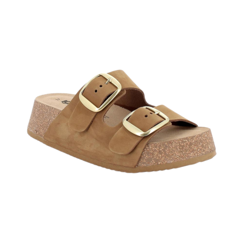 Sandali ciabatte IGI&CO con zeppa da donna marrone con fibbia 1198122