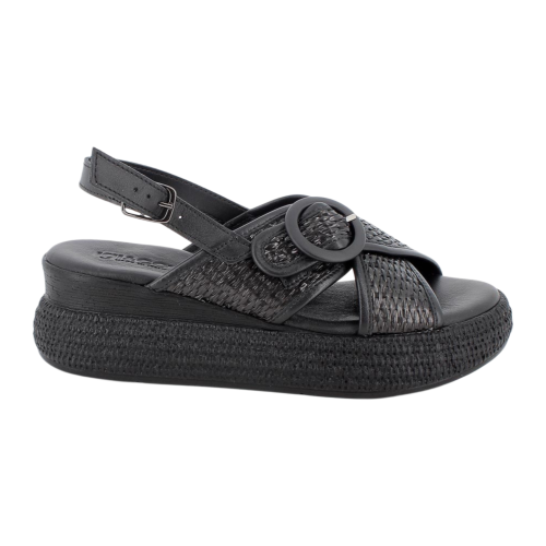 Sandali IGI&CO con zeppa da donna nero con fibbia 1187600