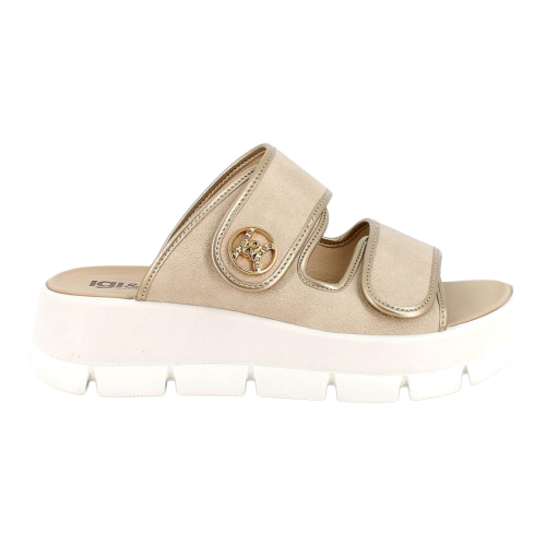 Sandali ciabatte IGI&CO 1160100 donna con zeppa da donna beige con strap