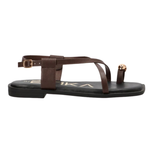 SANDALIAS APLIQUE DORADO MARINAPICCOLA 10099, ETIKA MUJER, MARRÓN 