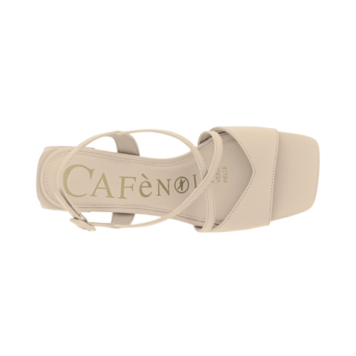 CAFèNOIR Women's Nappa Leather Sandals with Crossed Straps – Sand Color MC4004