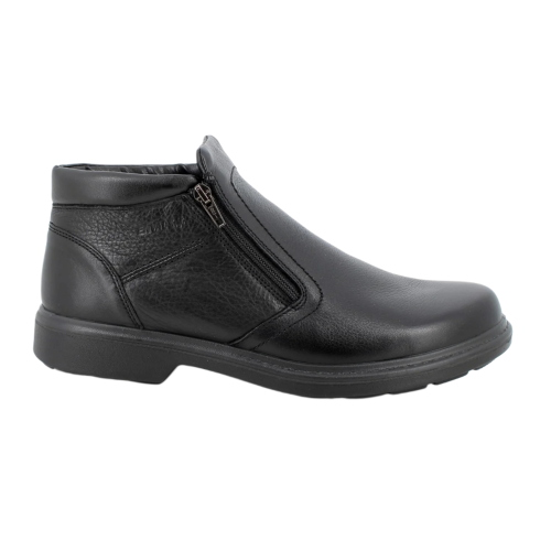 Enval Soft Men’s Black Leather Ankle Boots 2216200 with Double Zip