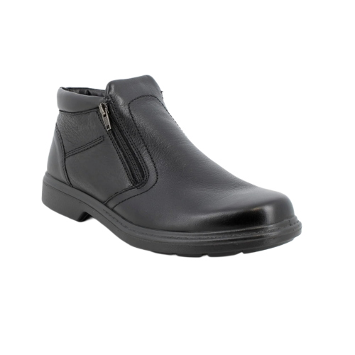 Enval Soft Men’s Black Leather Ankle Boots 2216200 with Double Zip
