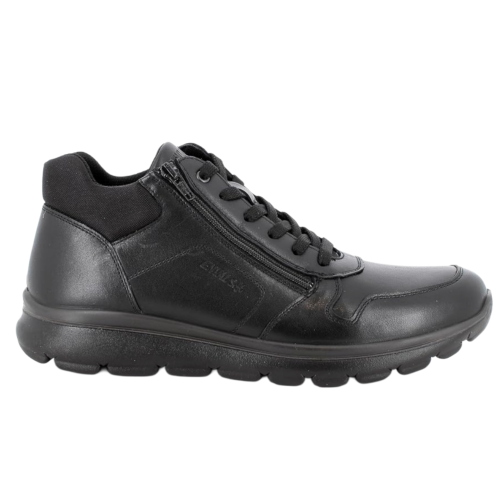 Bottines Enval Soft Homme 2235400 en Cuir Noir avec Zip Latéral et Lacets