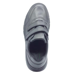 Baskets Enval Soft Homme 2238500 en Cuir Noir avec Scratch – Memory et Chaussant Large