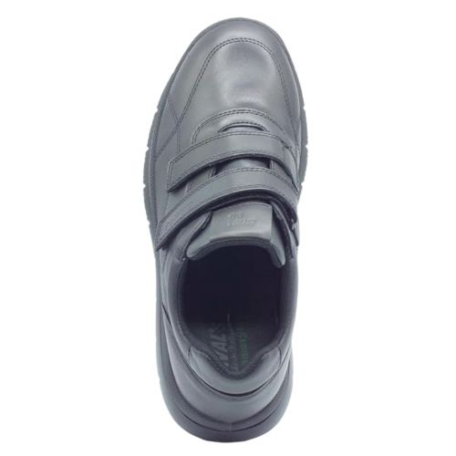 Baskets Enval Soft Homme 2238500 en Cuir Noir avec Scratch – Memory et Chaussant Large