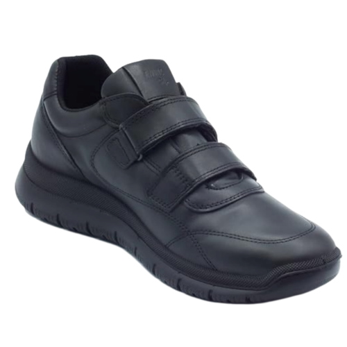 Baskets Enval Soft Homme 2238500 en Cuir Noir avec Scratch – Memory et Chaussant Large