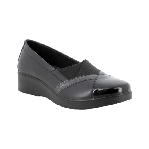 Bailarinas Slip-On Enval Soft Mujer 2266600 de Piel Negra con Elástico y Plantilla Memory