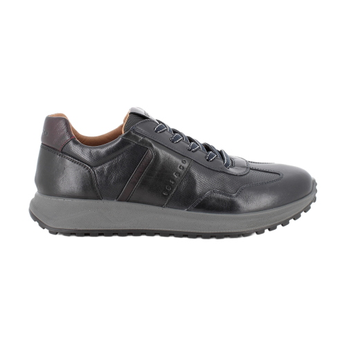 Baskets Homme en Cuir Bleu avec Lacets
