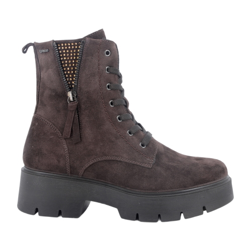 IGI&CO Women’s Ankle Combat Boots 2164311 Brown Suede with Zip