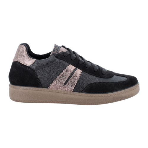 IGI&CO Damen Sneaker 2165577 aus schwarzem Wildleder und Kunstleder mit Schnürung