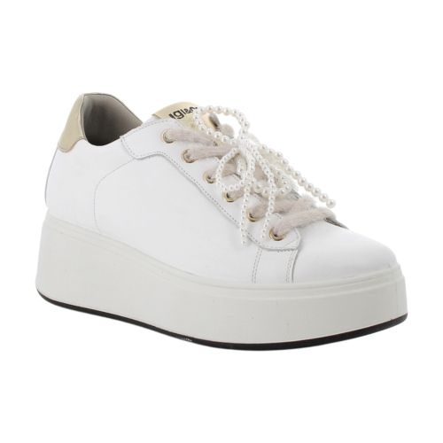 IGI&CO Damen Keil-Sneaker 2170511 aus weißem Leder mit Schnürung