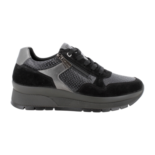 Scarpe sneakers IGI&CO con zeppa da donna nero con zip 2173100