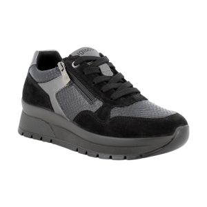 Scarpe sneakers IGI&CO con zeppa da donna nero con zip 2173100