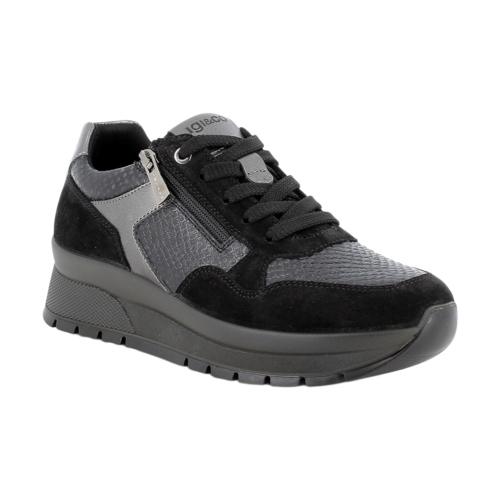 Scarpe sneakers IGI&CO con zeppa da donna nero con zip 2173100