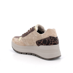 Zapatillas con Cuña IGI&CO Mujer 2175111 de Ante y Terciopelo Beige con Cordones