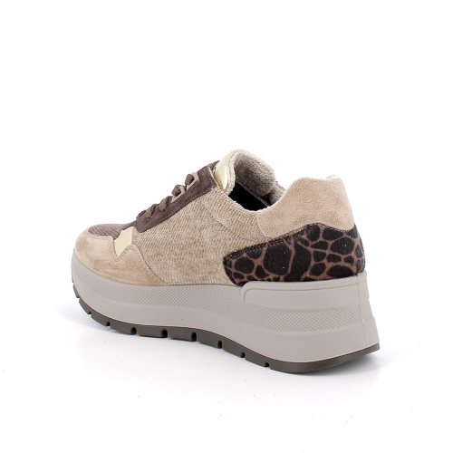Zapatillas con Cuña IGI&CO Mujer 2175111 de Ante y Terciopelo Beige con Cordones