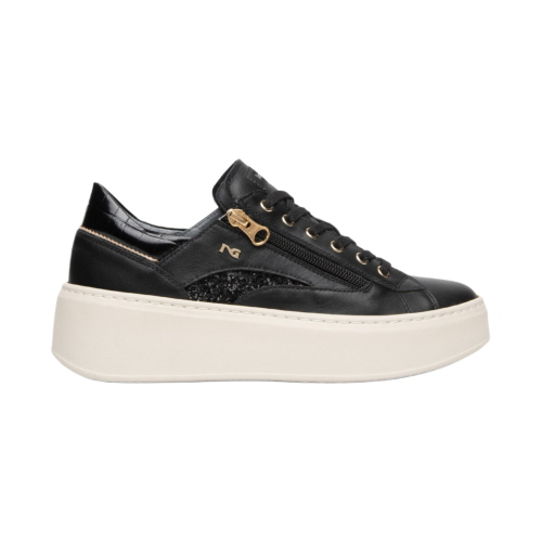 Scarpe sneakers NeroGiardini da donna in pelle e tessuto tecnico I617500D