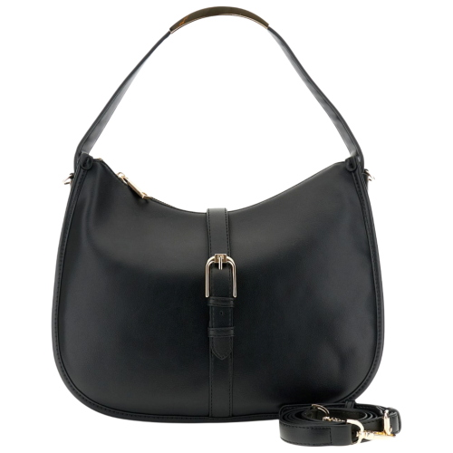 CAFèNOIR Women's Soft Smooth Leather-Effect Hobo Bag with Black Edging YC1111