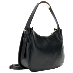 CAFèNOIR Women's Soft Smooth Leather-Effect Hobo Bag with Black Edging YC1111
