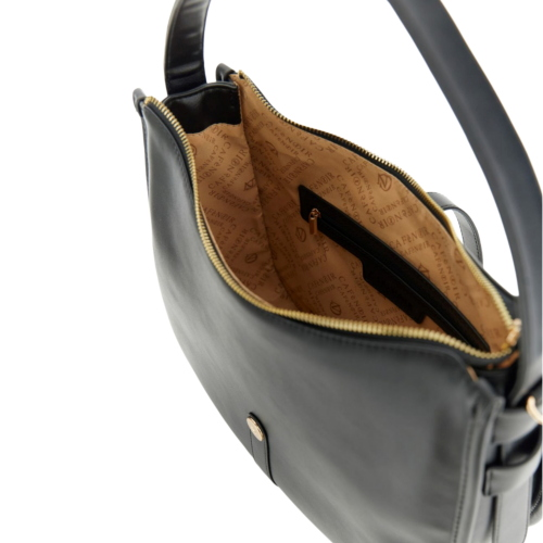 CAFèNOIR Women's Soft Smooth Leather-Effect Hobo Bag with Black Edging YC1111
