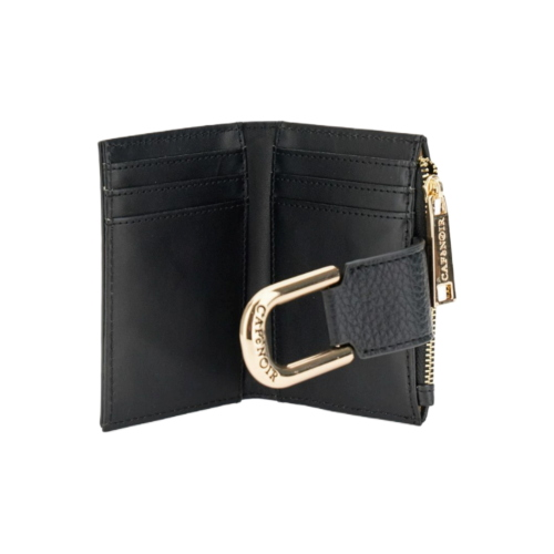 Cartera pequeña para mujer CAFèNOIR con cremallera efecto piel granulada AD1107 – Negro